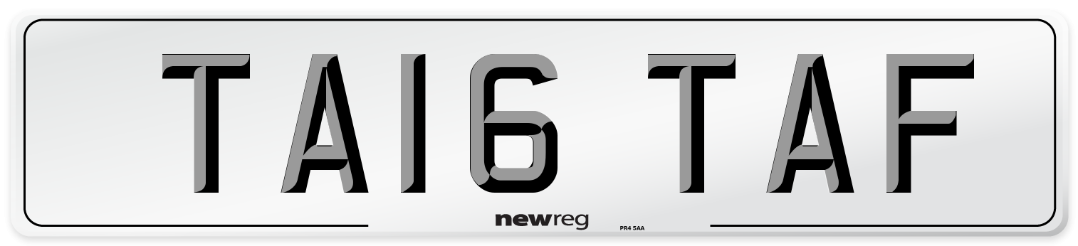 TA16 TAF Number Plate from New Reg